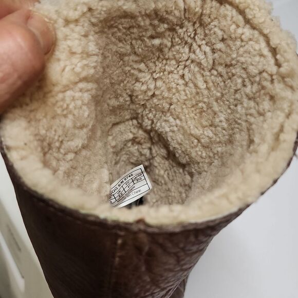 - Ugg Australia Bellevue Brown Leather Shearling Moto Boots Size 10 - Picture 8 of 9